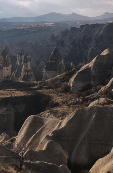 The Cappadocia landscape around Derinkuyu, shaped by soft volcanic tuff