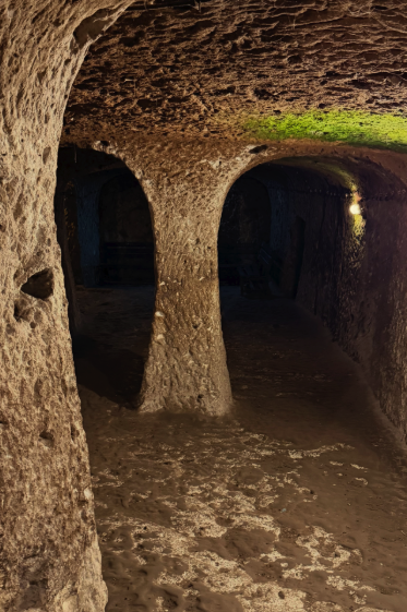 Low tunnel connecting two levels of Derinkuyu Underground City