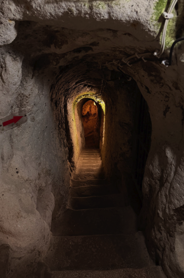 The entrance to Derinkuyu Underground City in the town of Derinkuyu