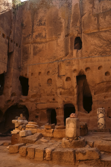 A guided group exploring a chamber in Derinkuyu Underground City